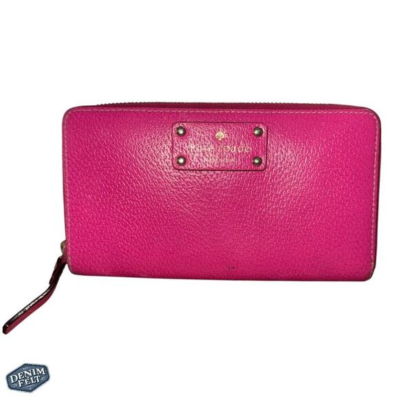 KATE SPADE Bright Pink NEDA WELLESLEY CONTINENTAL Long Zip Around Wallet - Picture 1 of 12